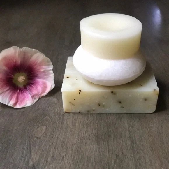 Set of 3 PEPPERMINT CANDY shampoo bar & conditioner bar glycerin cleansing soap - Picture 3 of 6